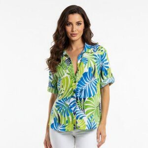 Tropical Leaf Print Blouse